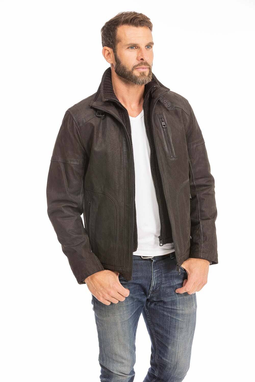 veste cuir homme franck noir marron  (3)