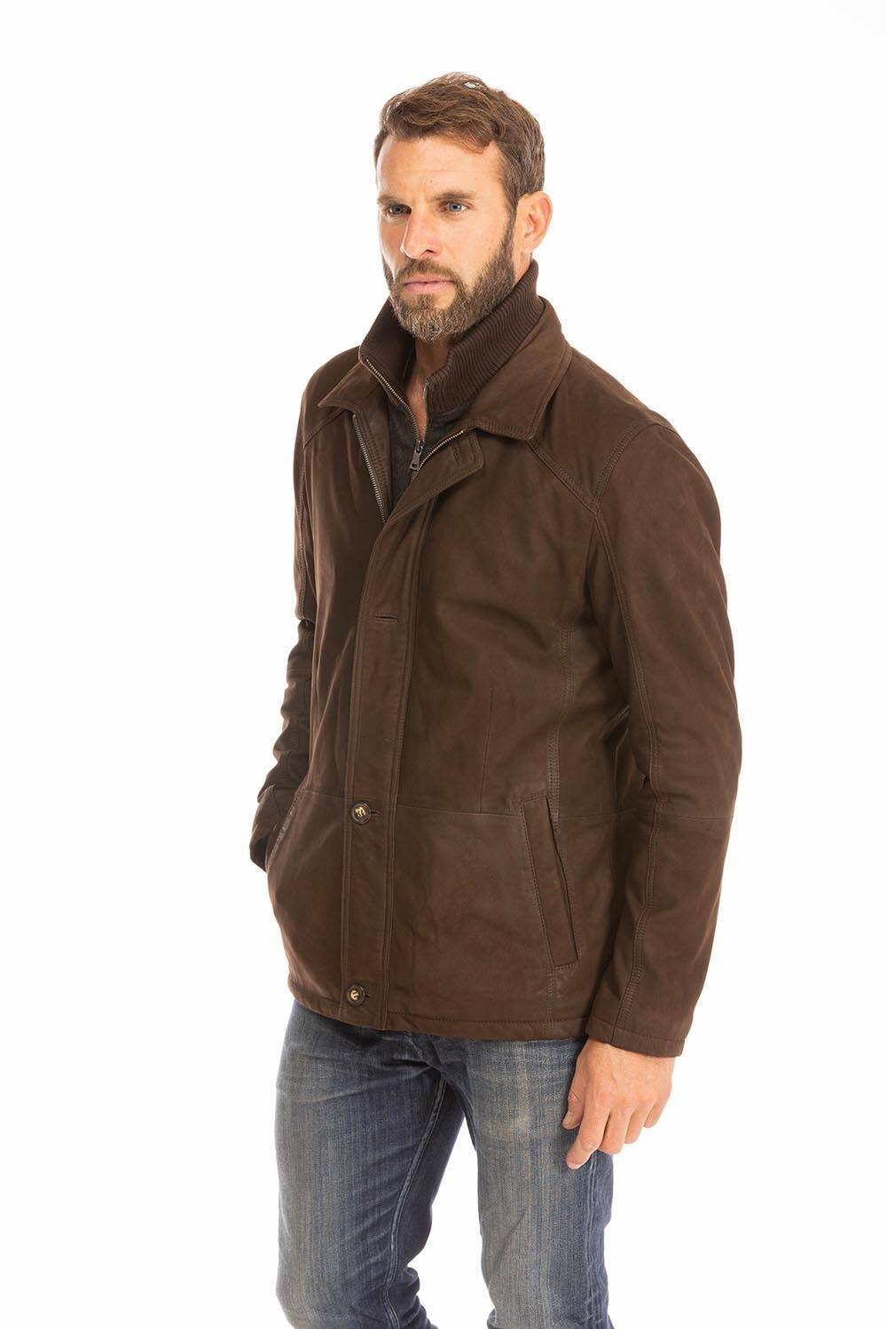 Veste cuir homme marron timber paris (2)