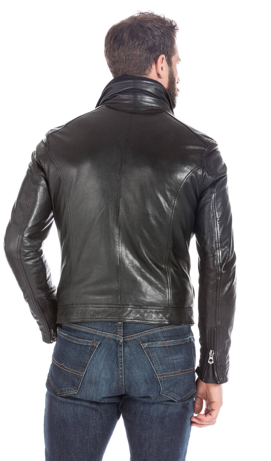 Veste cuir homme noir classique 100737-14167