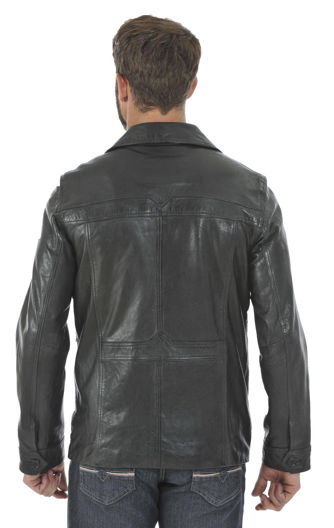 veste cuir homme style blazer ralph noir dos