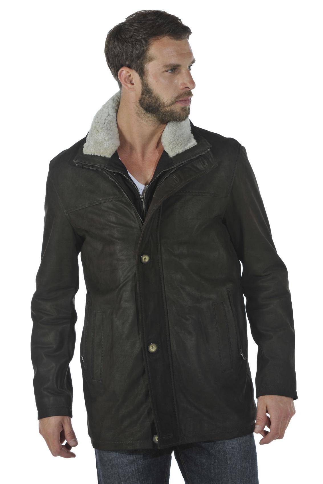 veste cuir homme marron tyler timber pose